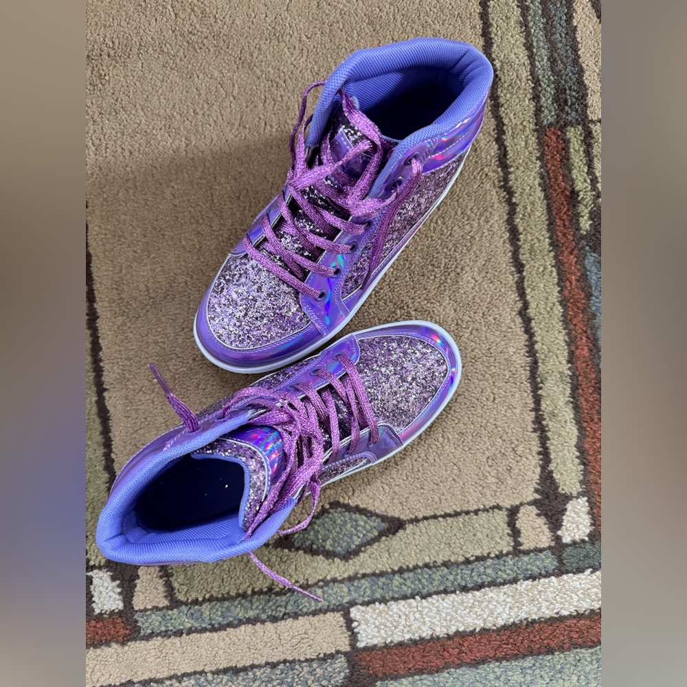 Purple Glitter High-Top Sneakers - Picture 2 of 2
